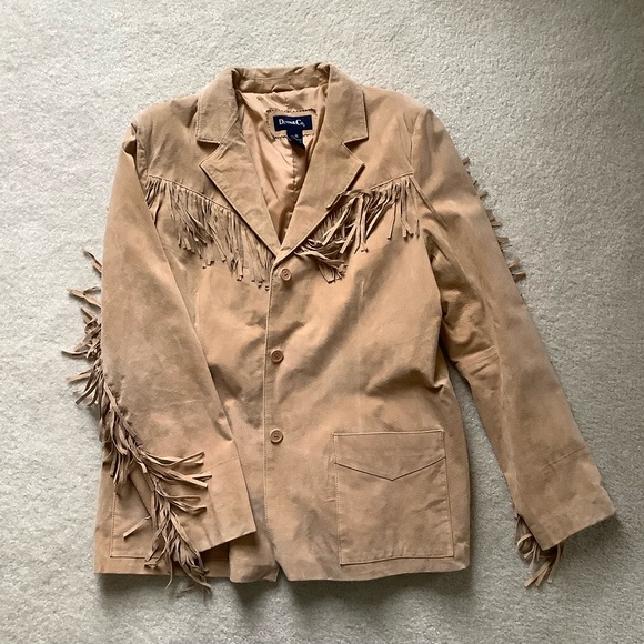 Denim&Co Jackets & Blazers - Denim & Co Leather Fringe Jacket Size XL